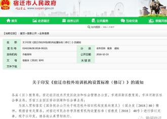 【重磅】宿迁市校外培训机构设置标准发布！严禁聘用在职中小学教师