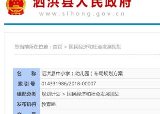 泗洪中小学（幼儿园）布局规划方案出炉啦！